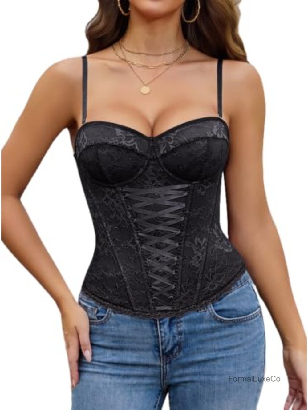 Women's Lace Bustier Corset Top with Underwire Y2k Going Out Top